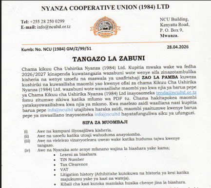TANGAZO LA ZABUNI
